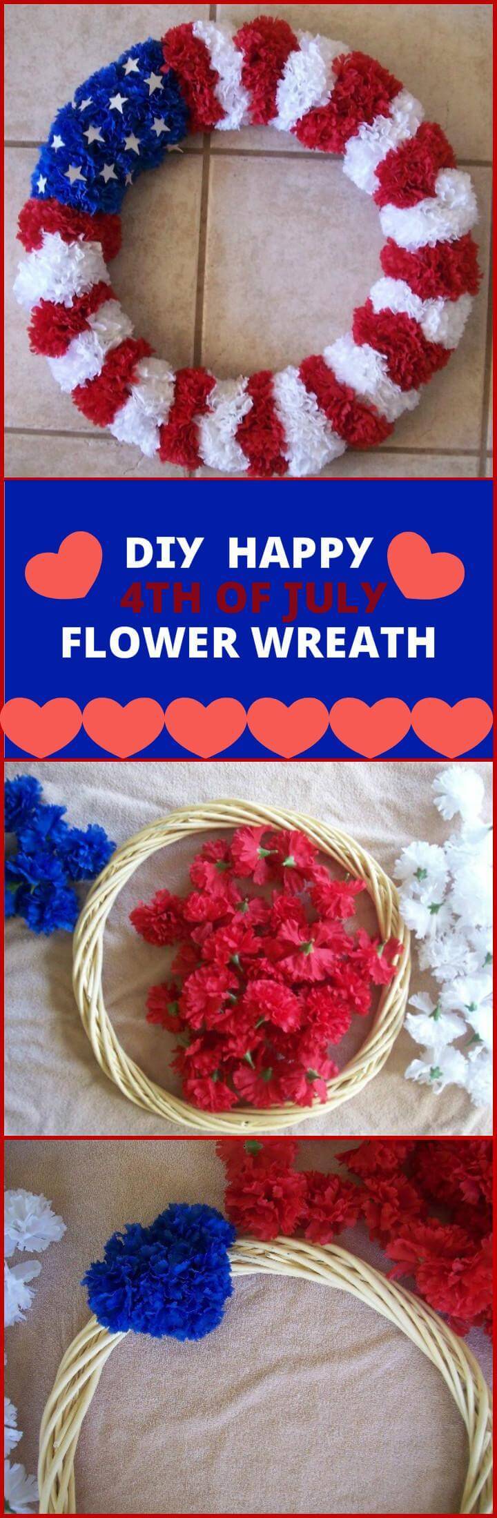 DIY happy 4th of july flower wreath